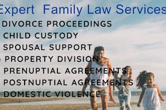 draft family law documents, divorce, child custody, petition, motion and drafts