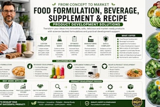 develop food formulation, beverage, supplement and recipe product development