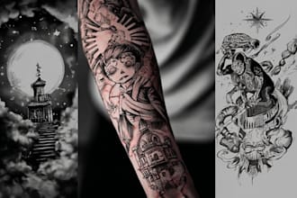 create an awesome tattoo design as a tattoo artist