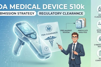 provide fda medical device 510k submission and regulatory strategy