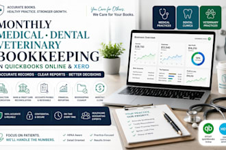 do monthly medical dental veterinary bookkeeping in quickbooks online and xero