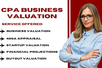 do business valuation, 409a appraisal ,financial modeling and investment report