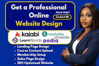 learnworlds, kajabi website, thinkific, podia, teachable online course website
