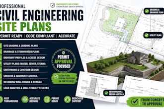 site plan, retaining wall design, grading, drainage and utility plans for permit