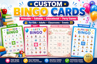 design printable custom bingo cards for kids adults parties and classrooms