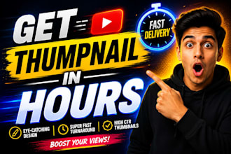 design professional youtube thumbnail in hours