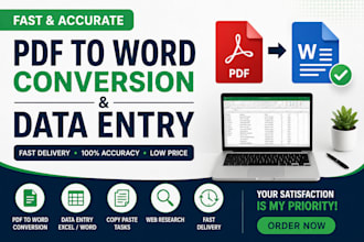 do fast and accurate PDF to word conversion and data entry