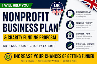 create a professional nonprofit business plan and charity funding proposal