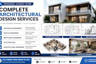 do autocad, revit 2d drawings, mep plans, 3d floor plan and architectural render