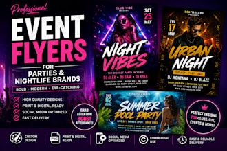 design event flyers for parties and nightlife brands