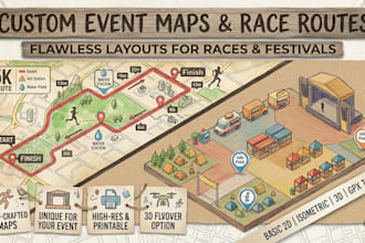 create custom event map race route illustration or festival ground layout