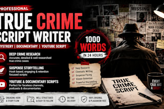 true crime script writer crime documentary mystery youtube script