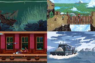 do pixel art scene and background pixel sprites sheet tileset 2d pixel animation