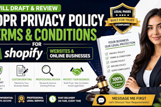 draft and review gdpr privacy policy terms and conditions for shopify