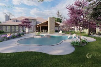 design a stunning modern backyard with 3d modeling