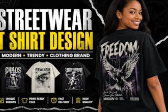 design trendy streetwear and graphic t shirt designs for clothing brands