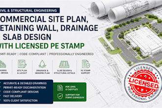 retaining wall, pe stamp, slab design, structural engineer, site drainage plan