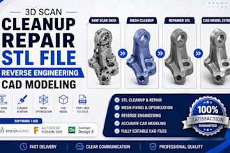 do 3d scan cleanup repair stl file reverse engineering cad modeling