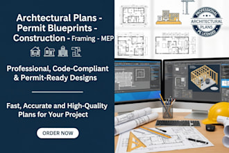do architectural plans, permit blueprints, construction, framing, mep
