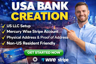 create USA business bank for llc owners with mercury, wise, and proof of address