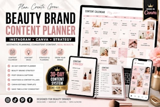create beauty brand instagram content planner and canva strategy