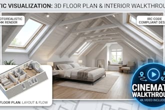 design 3d floor plan attic render interior walkthrough