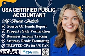 prepare a source of funds report for e2, eb5, or US investor visa application