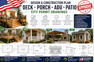 design deck, porch, adu patio construction plan for city permit