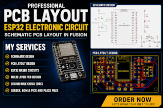 design pcb layout,esp32 electronic circuit, schematic pcb layout in fusion 360