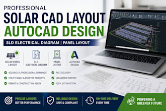do solar cad layout, autocad design, sld electrical diagram, panel layout