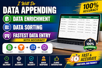 do data appending, data enrichment, data sorting, fastest data entry accuracy