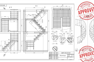 do detailed staircase and handrail shop drawings, steel or wooden staircase
