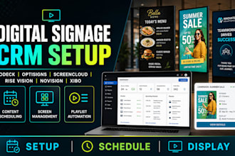 setup digital signage crm yodeck optisigns screencloud rise vision novisign xibo