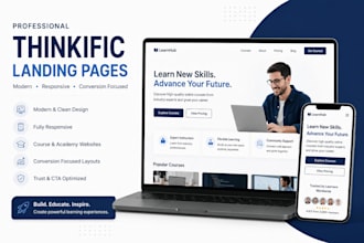 design a modern thinkific landing page
