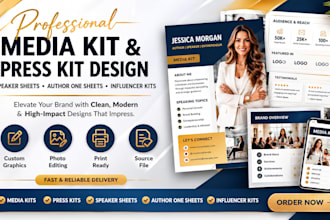 design speaker sheet press kit author media kit influencer one sheet design