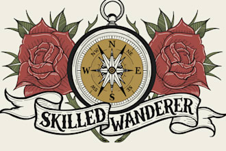 hand draw a unique, old school, neo trad tattoo design