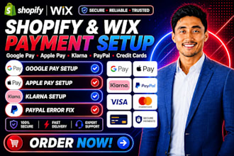 setup shopify, wix google pay apple pay credit cards klarna paypal error fix