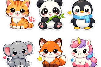 design cute cartoon, emoticon, sticker, kawai, mascot design for you