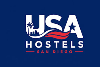 design wonderful USA hostels san diego logo with 1 day delivery