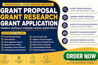 write nonprofit grant proposal, grant research and grant application