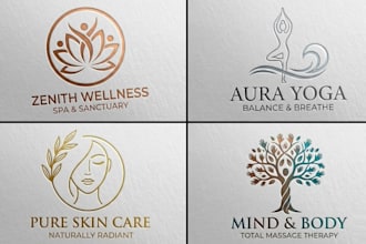 do massage therapy wellness spa skin care yoga logo design