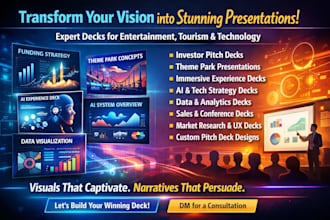 create investor pitch deck for theme park ai experience deck presentation design