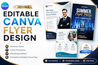 do editable canva flyer design business flyer event flyer marketing leaflet pro