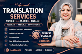 translate arabic english turkish with native fluency
