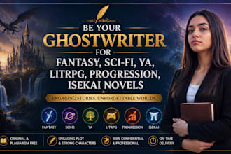 be ghostwriter for fantasy, sci fi, ya, litrpg, progression, isekai novel,