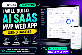 build startup mvp and dashboard using base44