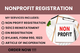 charity and nonprofit registration 501c3, llc and  company setup expert
