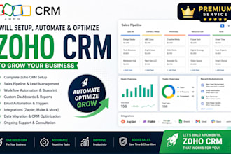 setup zoho crm zoho automation workflows dashboards integration sales pipeline