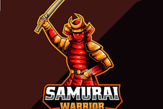 create wonderful samurai knight mascot logo design with company