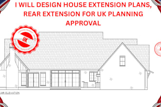 design house extension plans, rear extension for UK planning approval